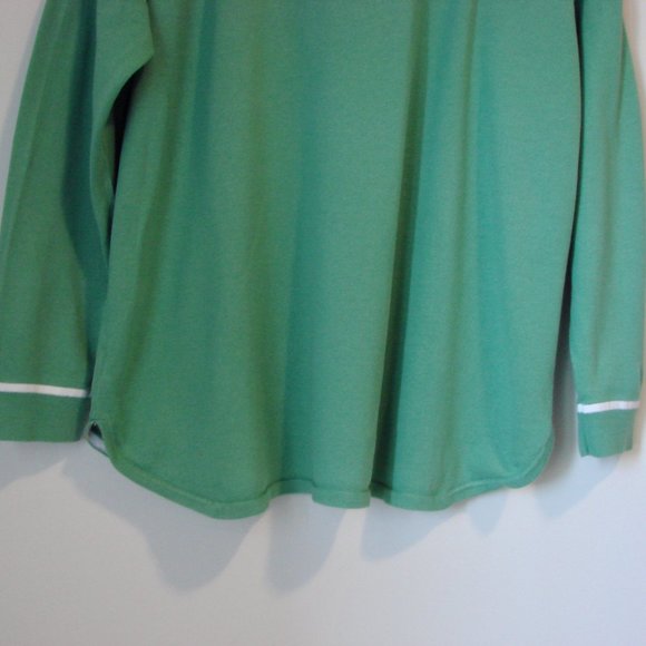 Tommy Hilfiger Green Knit Tunic Sweater Top Sporty White Stripe Rounded Hem XL - Picture 11 of 12